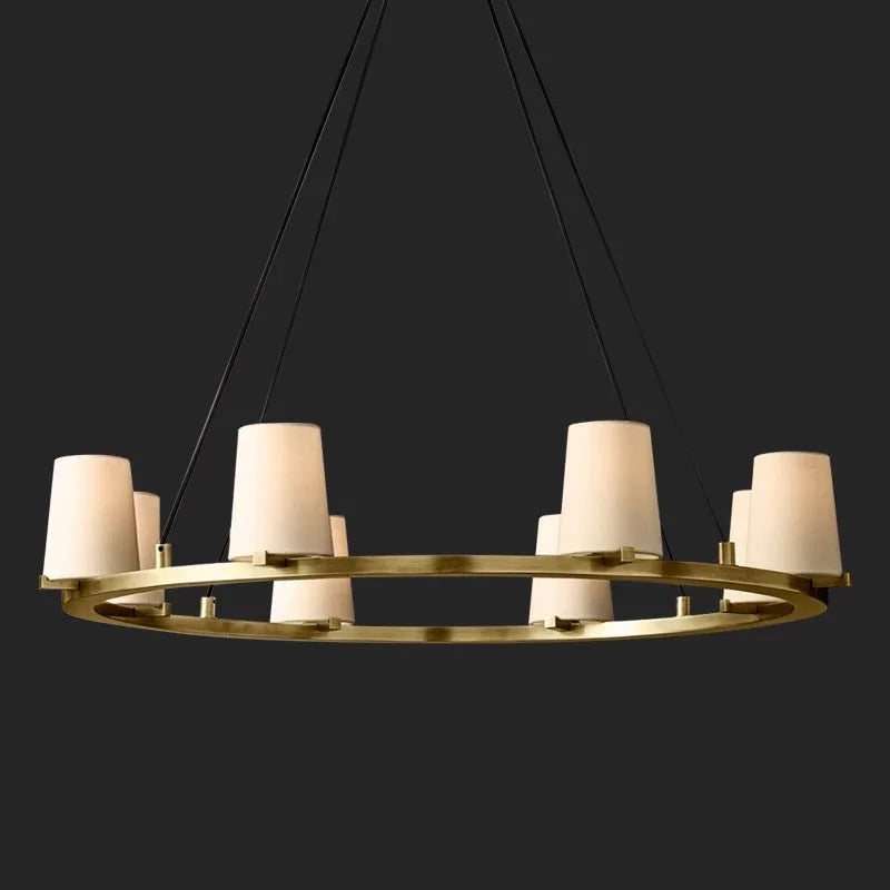 Modern Ring Chandelier – Copper Fabric Shade Dining Room Light Casalolalights Luxury Lamps for Interior Designers