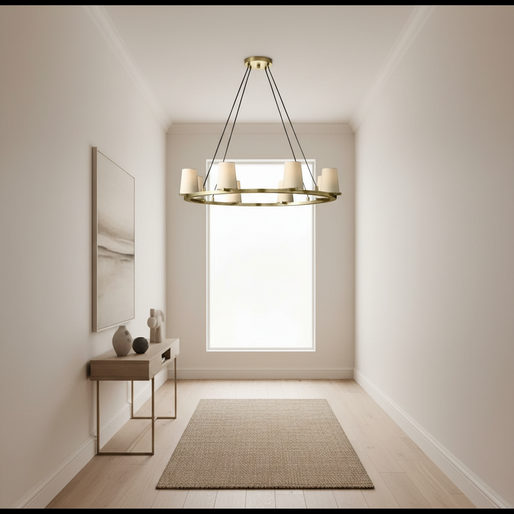 Modern Ring Chandelier – Copper Fabric Shade Dining Room Light Casalolalights Luxury Lamps for Interior Designers