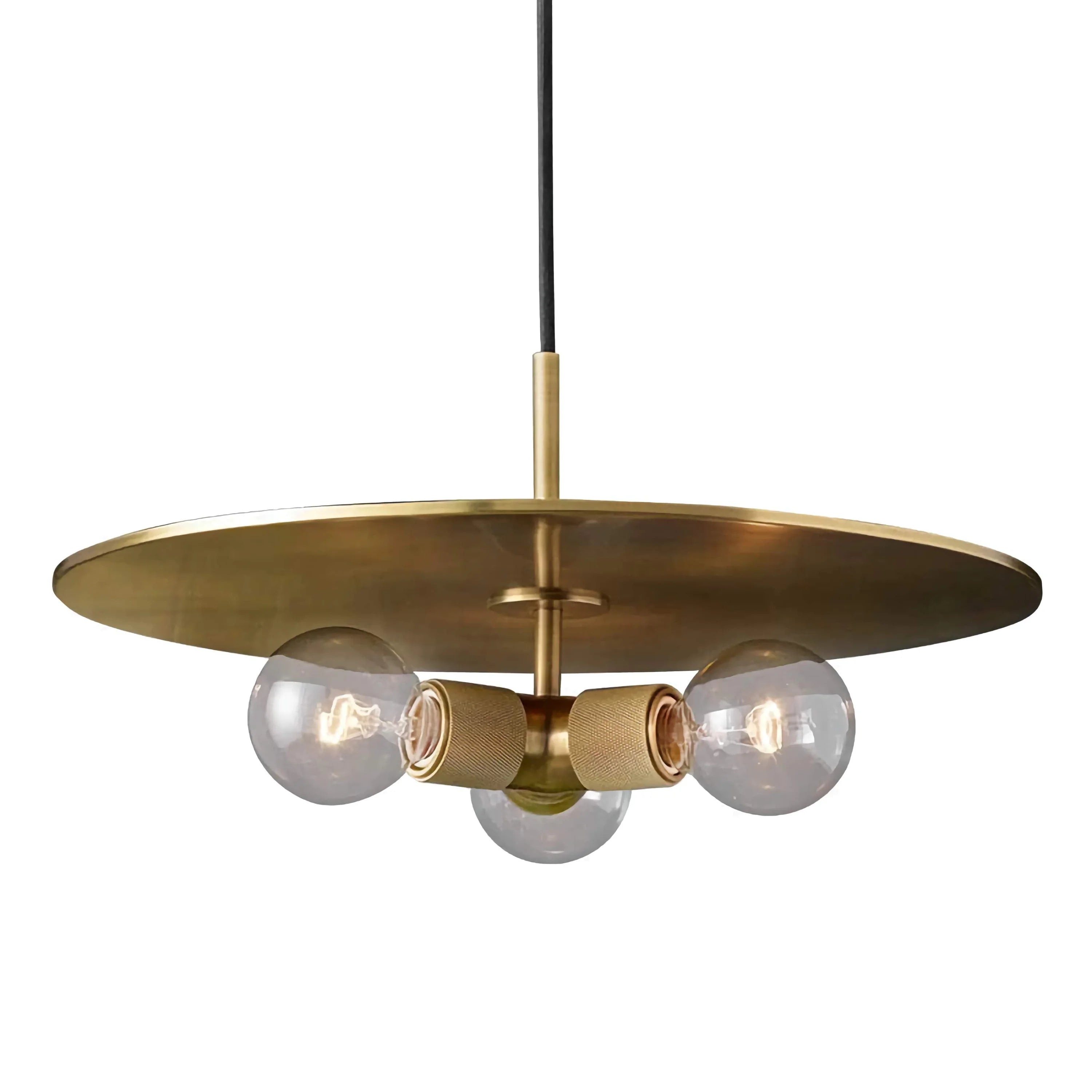Modern Brass Disc Pendant Light – Minimalist Iron Ceiling Fixture for Dining Room or Kitchen