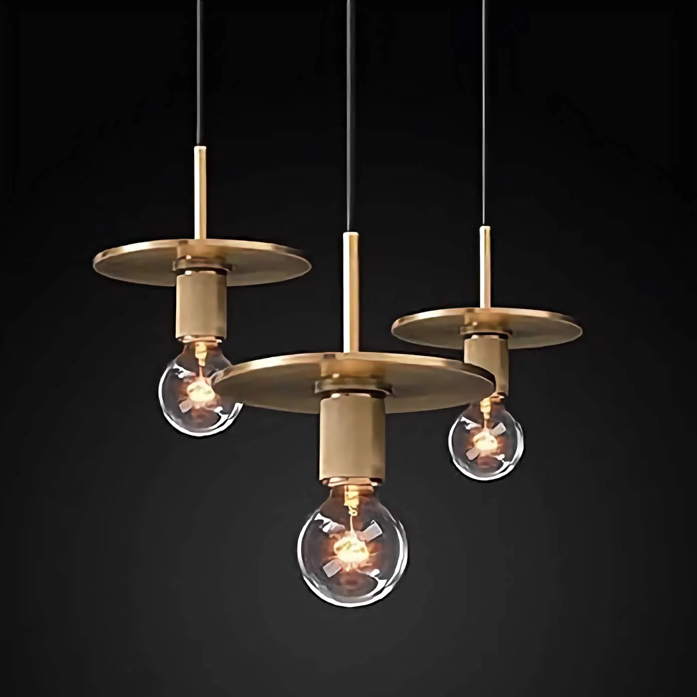 Modern Brass Disc Pendant Light – Minimalist Iron Ceiling Fixture for Dining Room or Kitchen
