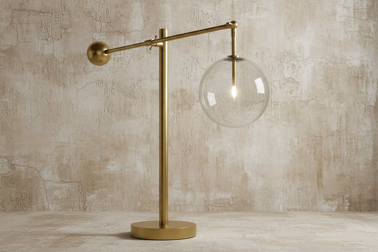 모던 황동 및 유리 구형 테이블 램프 | Clcbal093