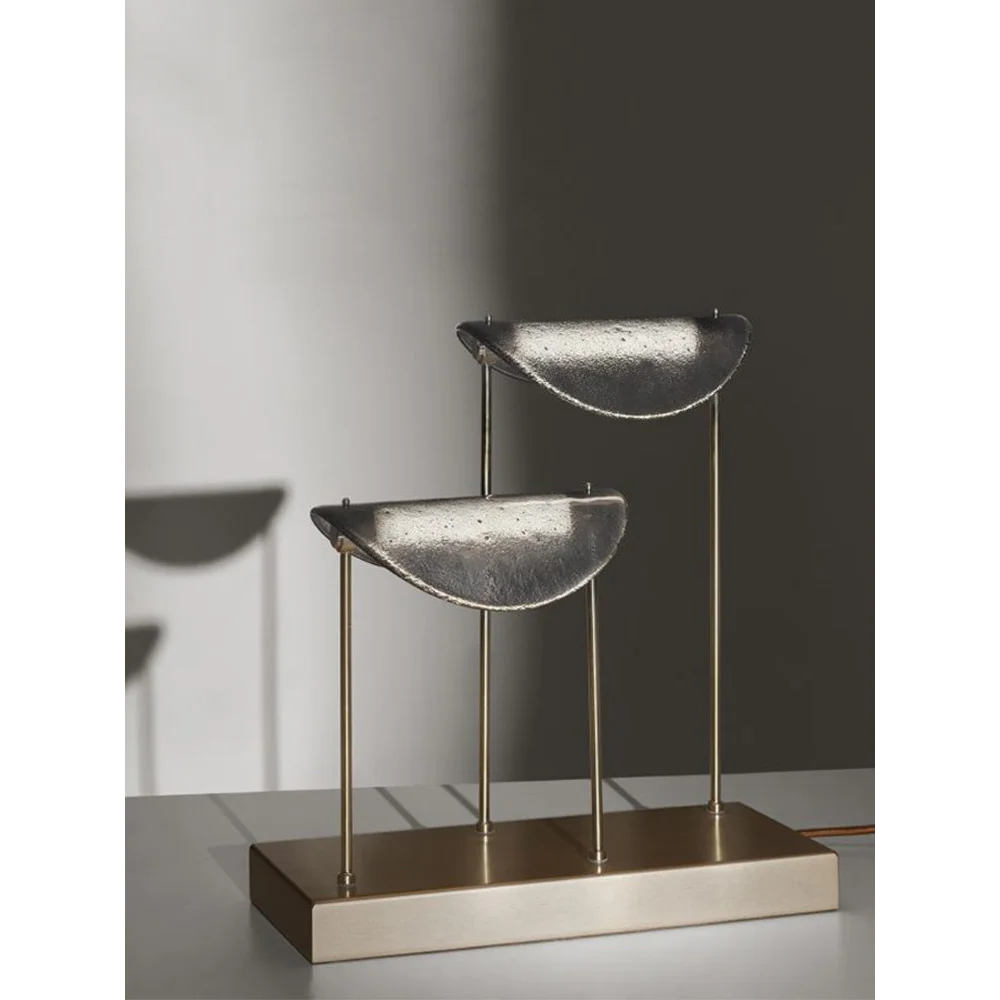 Modern Brass Glass Table Lamp | Italian Sculptural Led Light