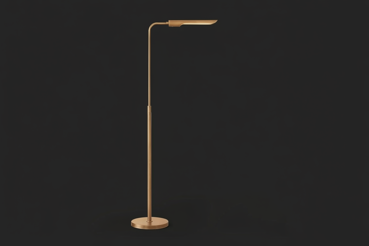Modern Brass Floor Lamp for Living Room – Slim Led Lighting Bedrooms Corners and Contemporary Home Interiors