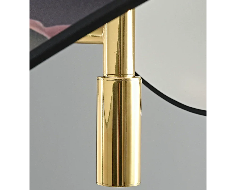 Modern Brass Pendant Light | Italian Akira Leaf Panels Hand Painted Floral | Luxury Dimmable Dining Fixture