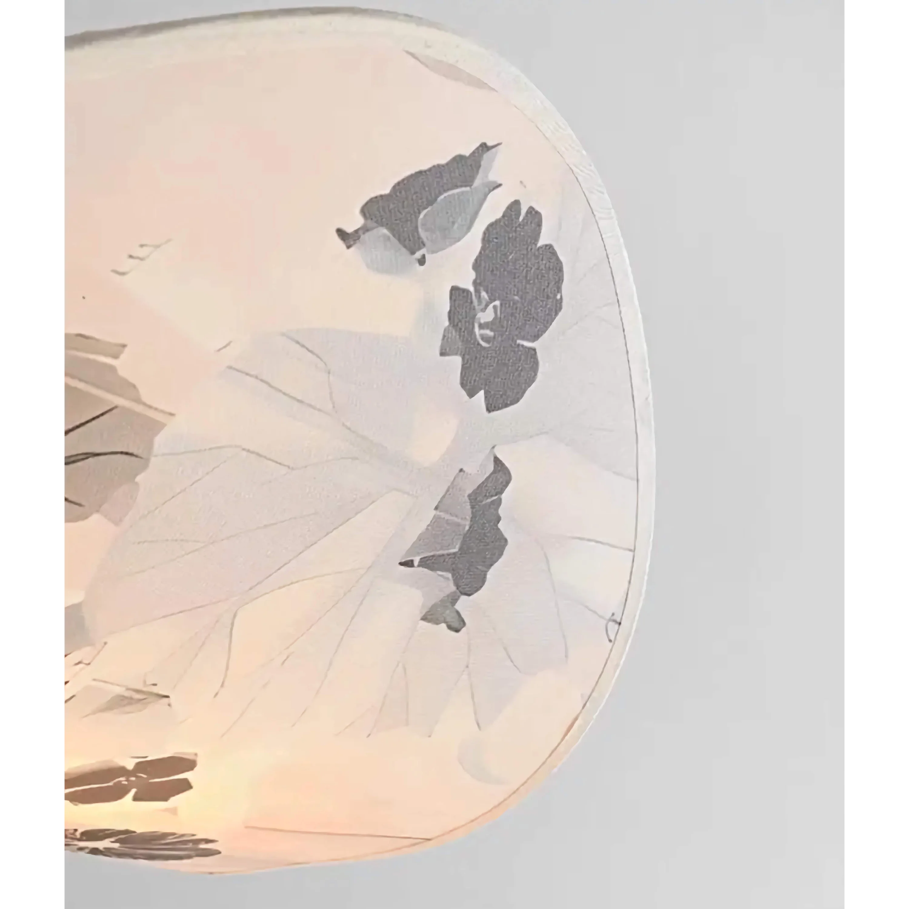 Modern Brass Pendant Light | Italian Akira Leaf Panels Hand Painted Floral | Luxury Dimmable Dining Fixture