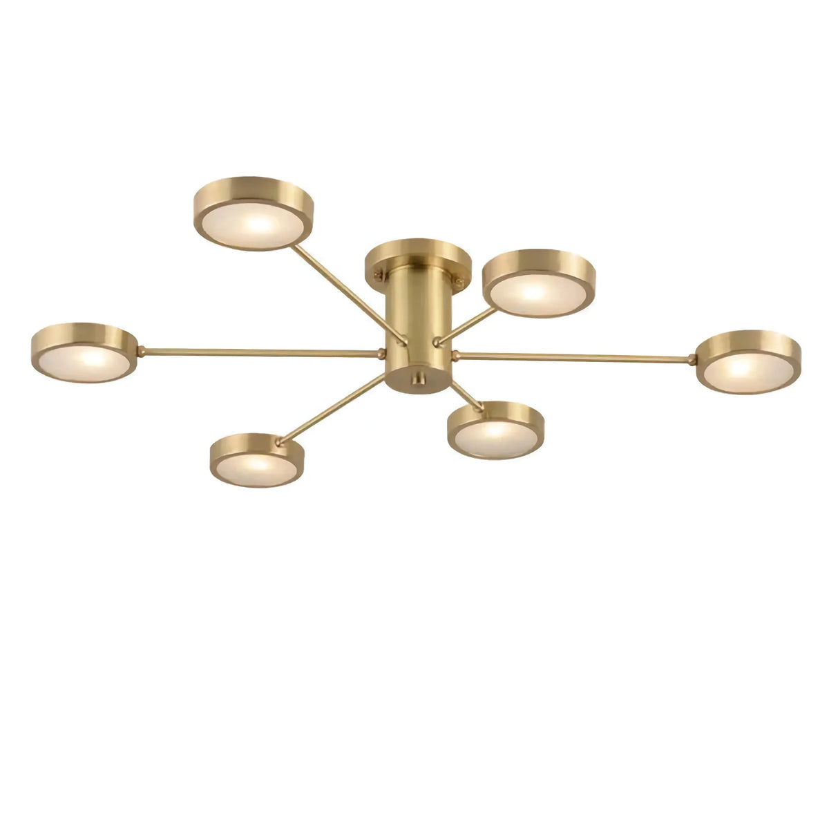 Brass Starburst Semi Flush Mount Light for Living Room | Frosted Glass Casalola Lights Luxury Lamps Interior Designers