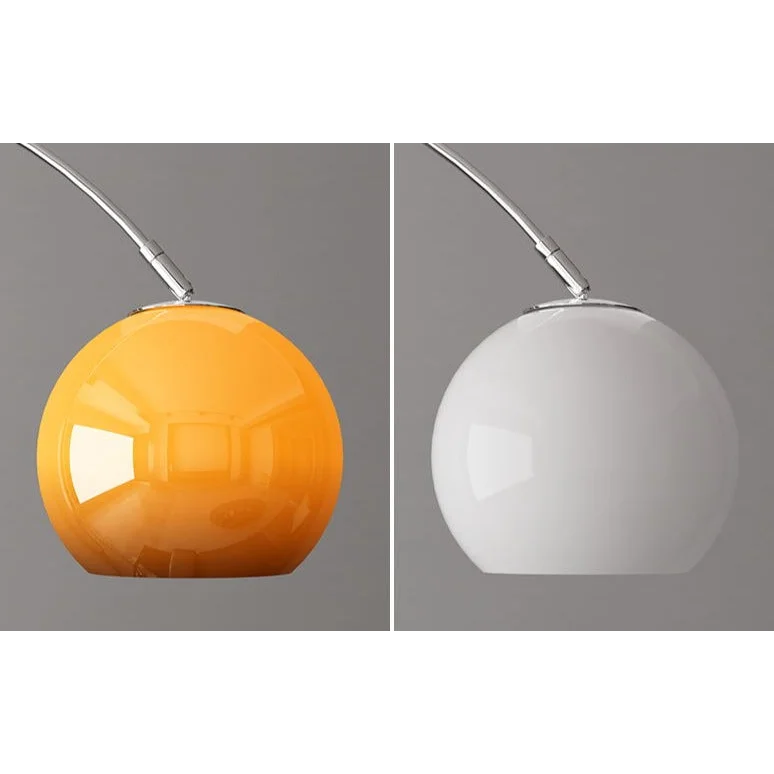 Arc Floor Lamp | Orange or White Glass Lampshade Silver Body Living Room Corner Lamps|