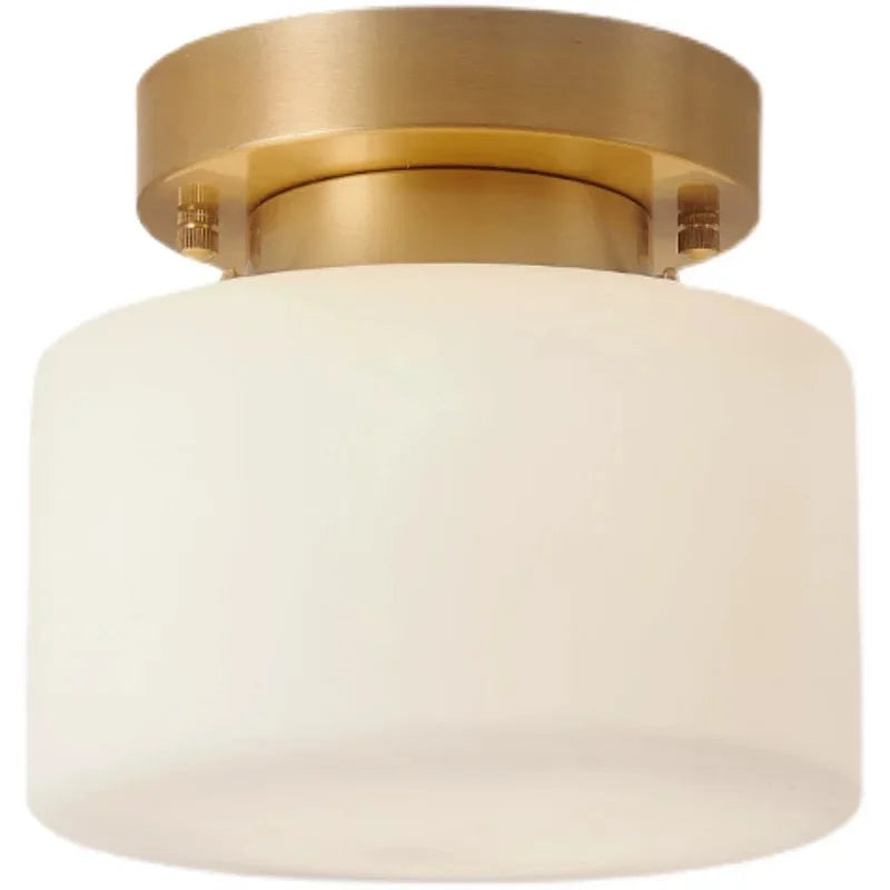 Copper & Glass Flush Mount | Compact Frosted Ceiling Light Modern Transitional Hallway Bathroom Casalolalights Luxury