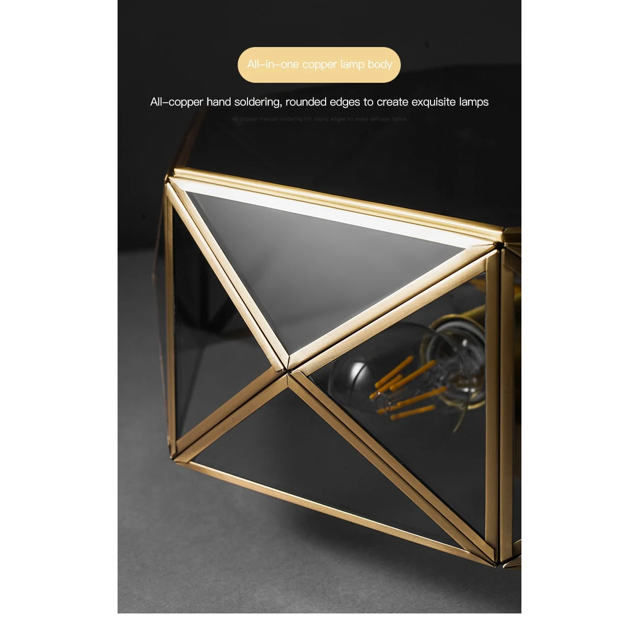 Copper 4-lights Flush Mount Ceiling Light Fixtures | Low Living Room Bedroom Dining