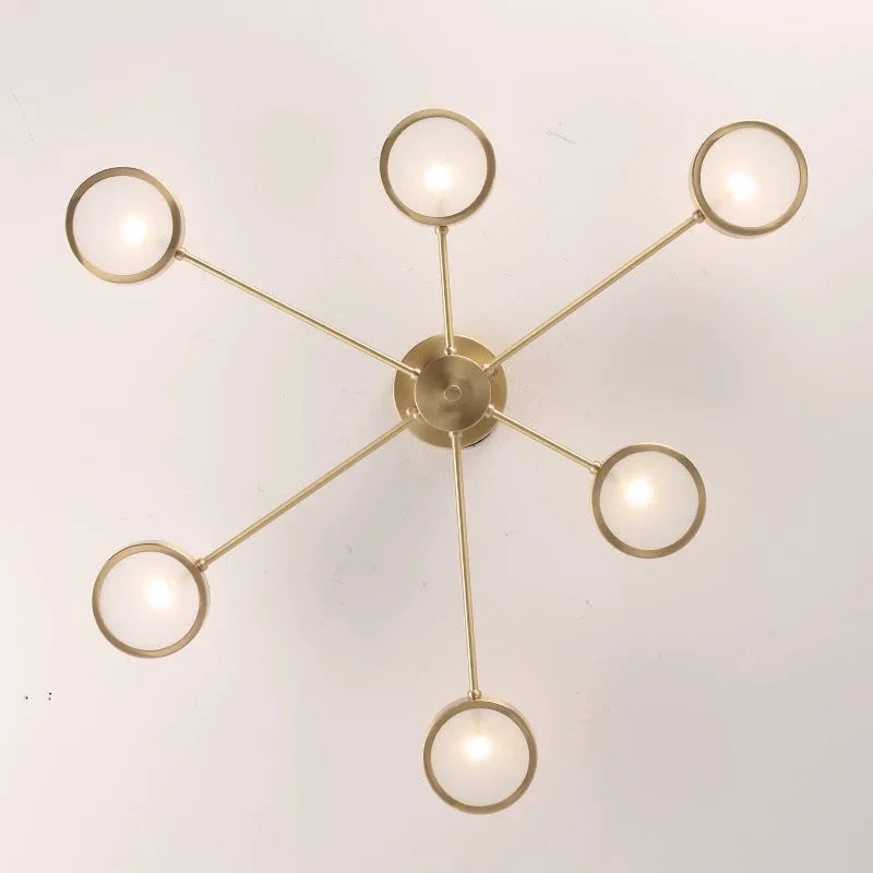 Modern Luxury Copper Semi-flush Mount Ceiling Light for Low Ceilings