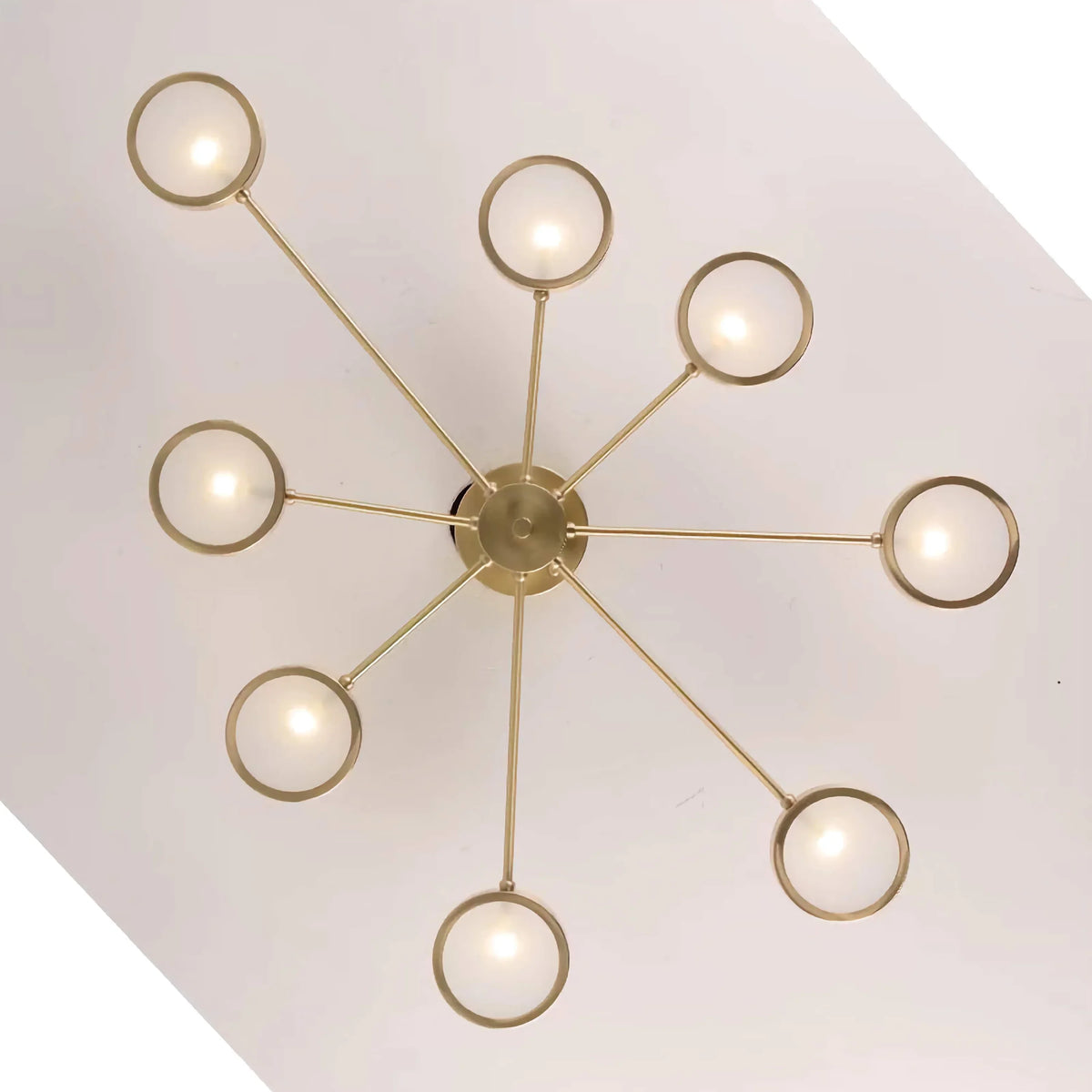 Copper Starburst Semi-flush Mount | Radial Frosted-glass Ceiling Light Mid-century Living & Dining Casalolalights