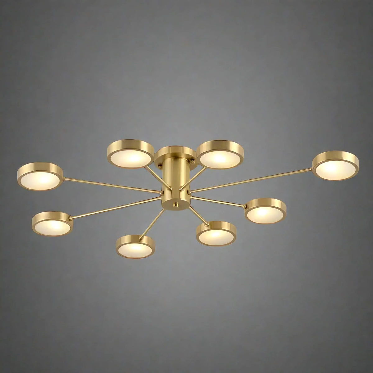 Copper Starburst Semi-flush Mount | Radial Frosted-glass Ceiling Light Mid-century Living & Dining Casalolalights