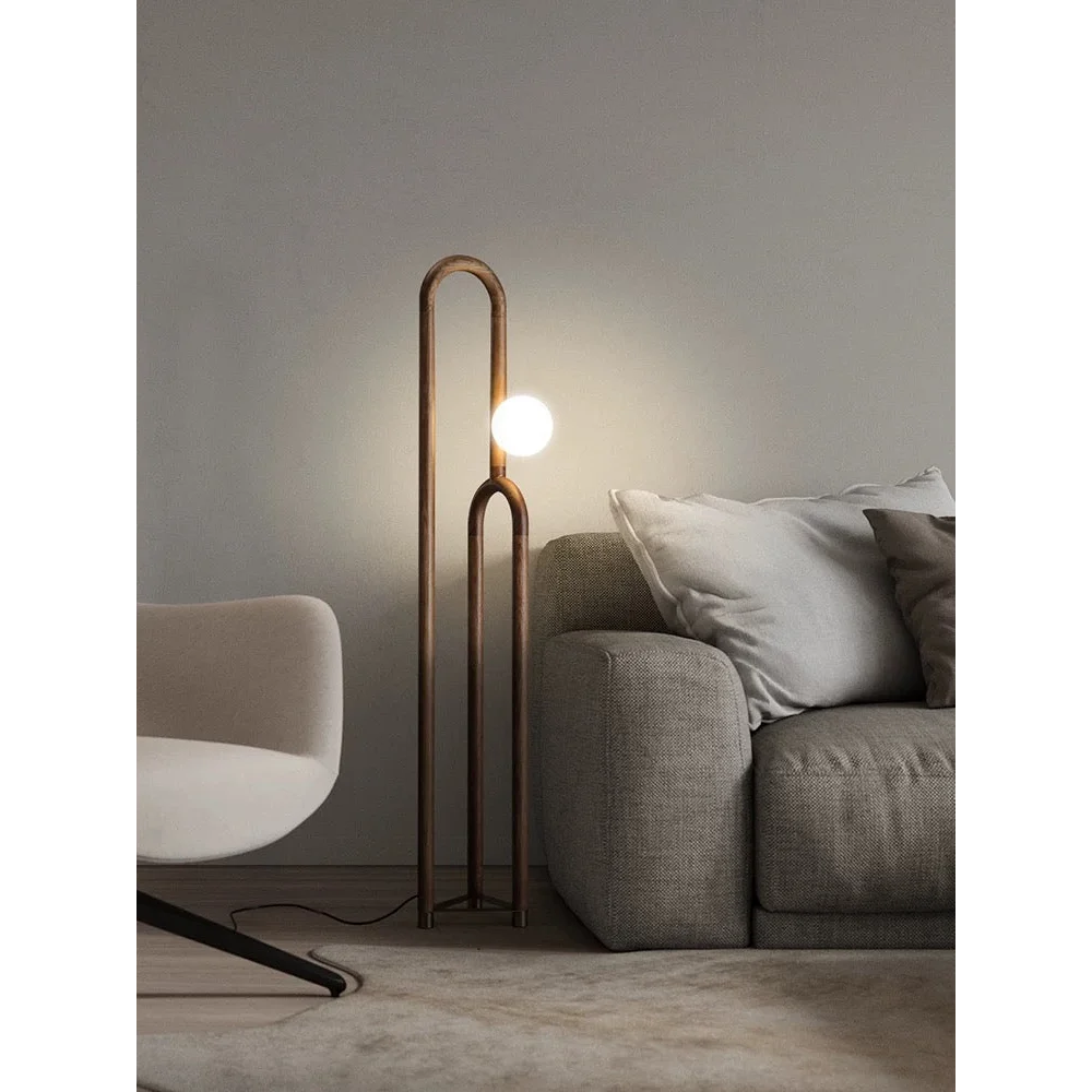 Modern Wood Floor Lamp for Design Living Room in Japandi Contemporary Style