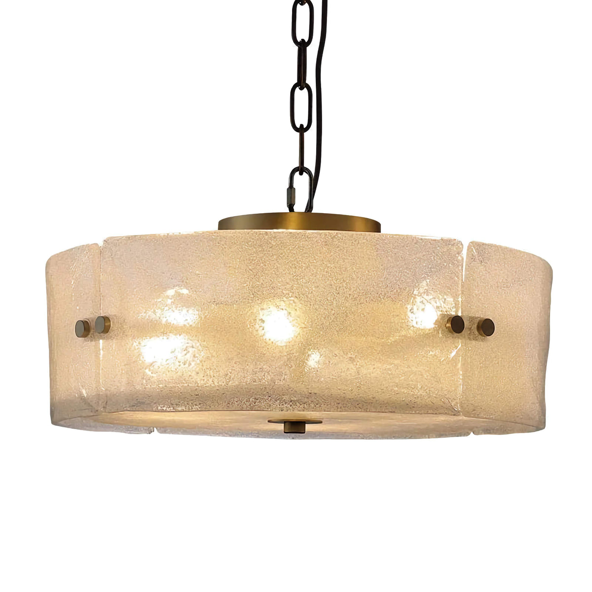 Frosted Glass Flush Mount Ceiling Light for Bedroom or Living Room | 16.1 in Wide Brass Four Bulbs Casalola Lights
