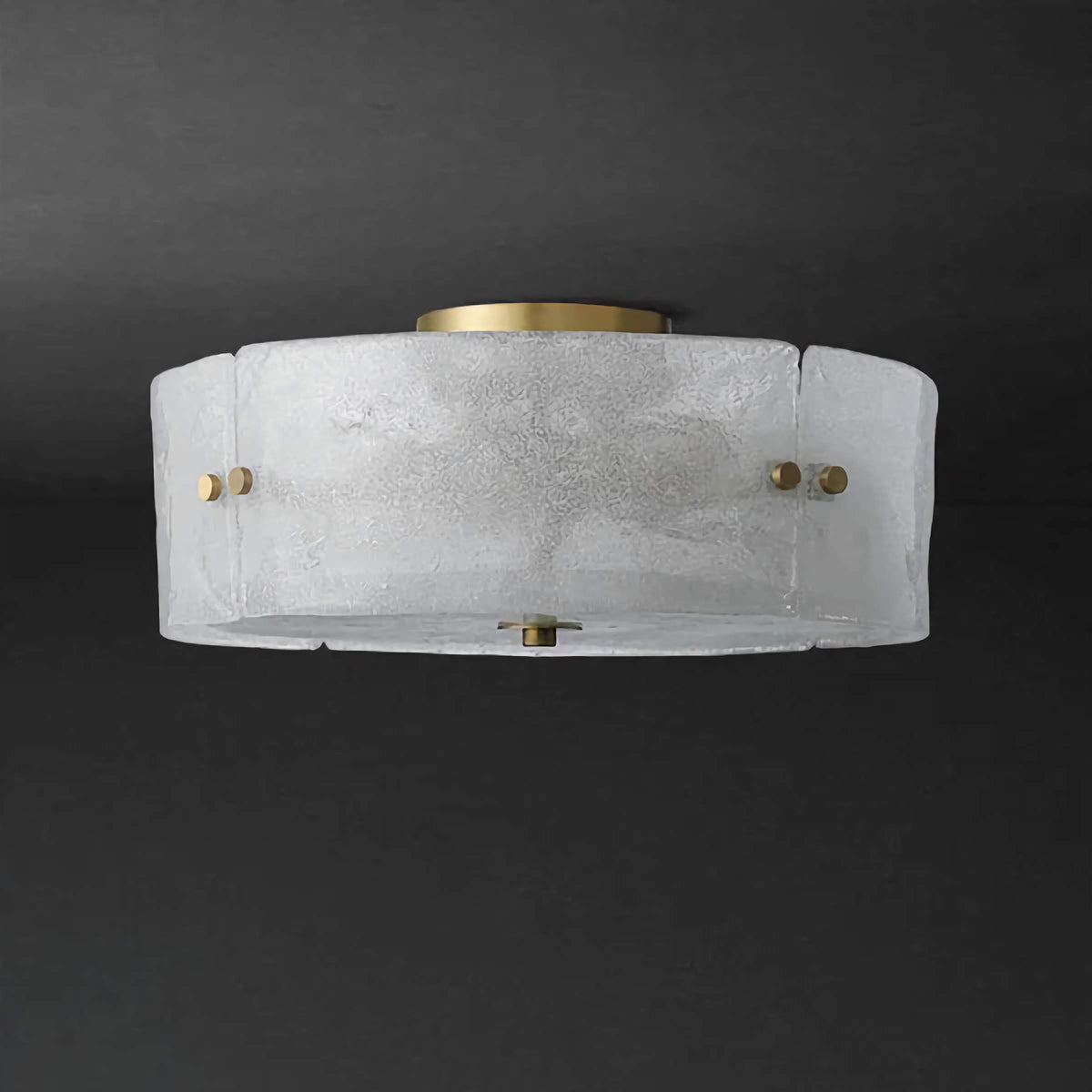 Frosted Glass Flush Mount Ceiling Light for Bedroom or Living Room | 16.1 in Wide Brass Four Bulbs Casalola Lights