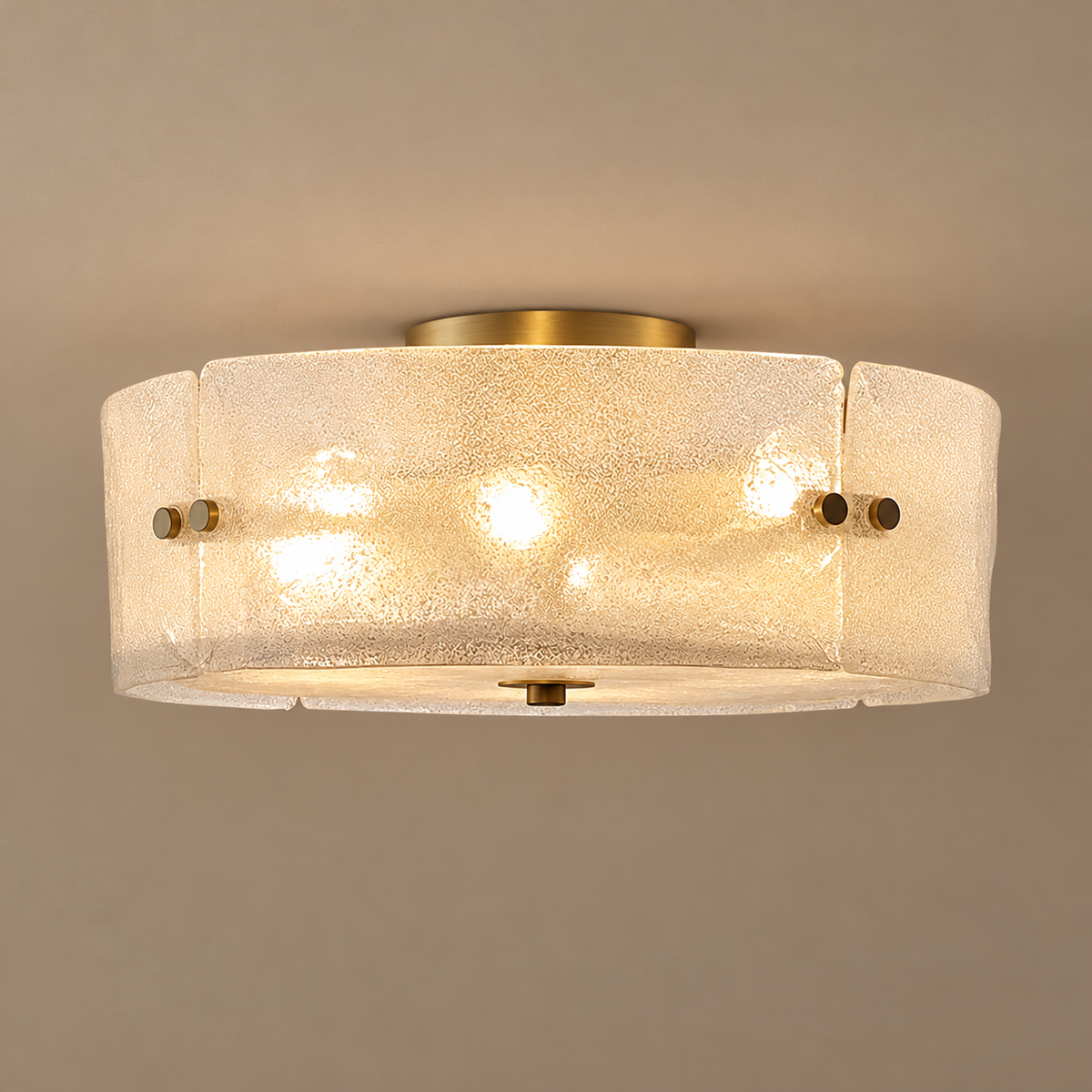 Modern Frosted Glass & Brass Flush Mount | CLFGC025