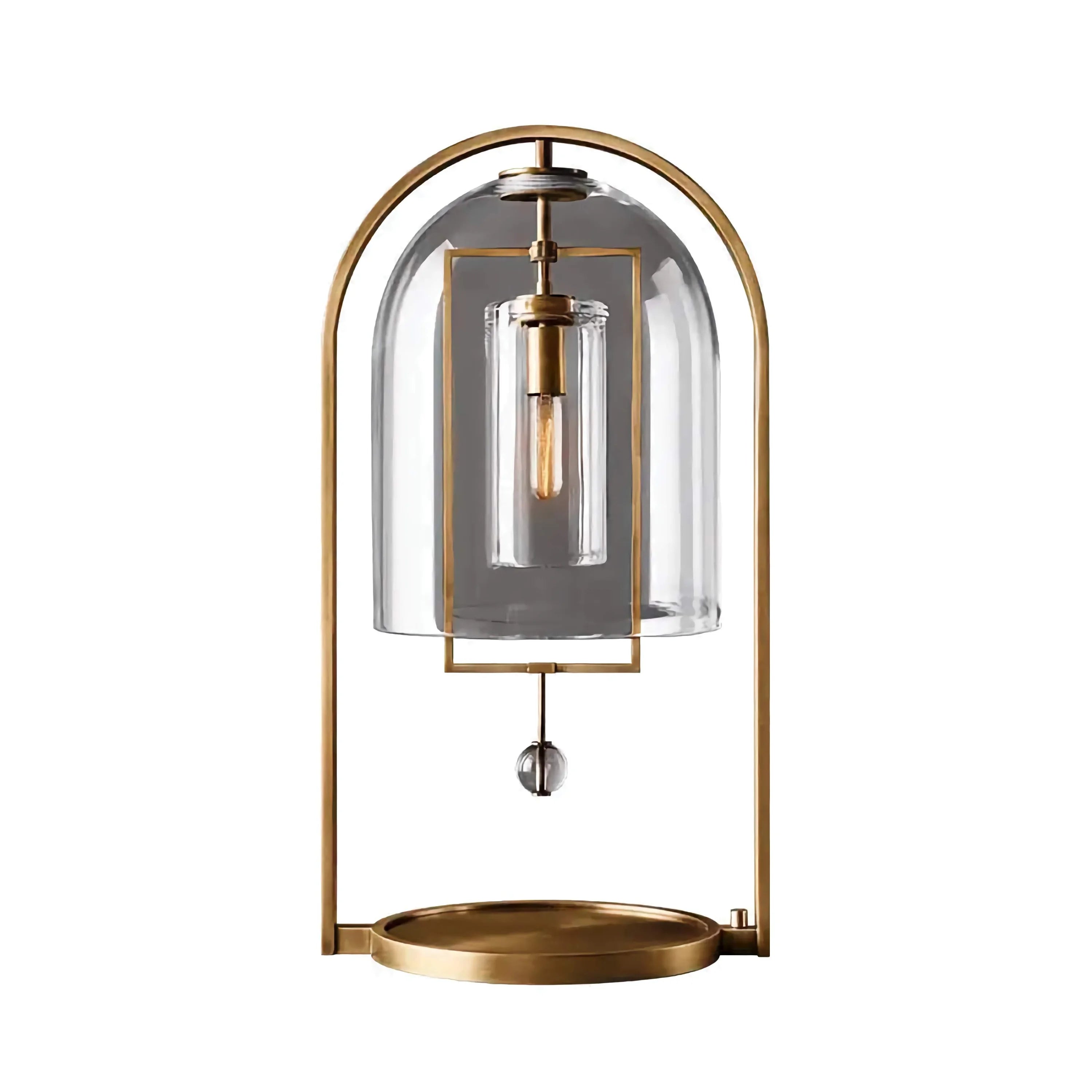 Luxury Glass and Brass Table Lamp | Mid Century Modern Desk for High-end Interiors