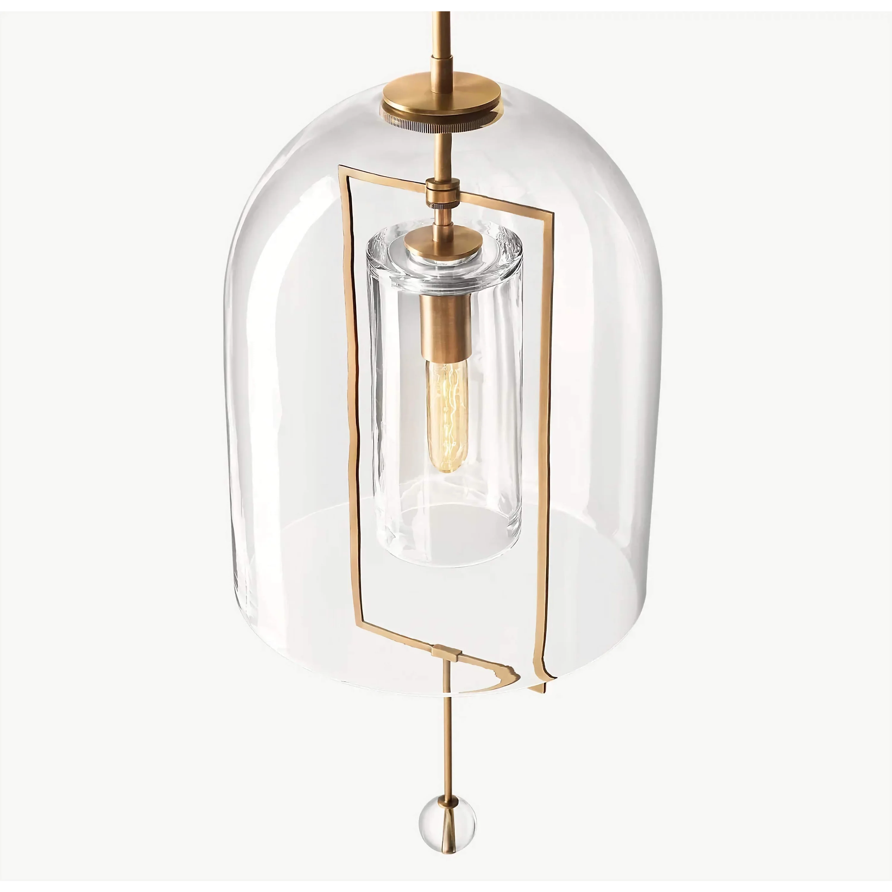 Modern Glass Pendant Light with Copper Accents – Elegant Ceiling Fixture for Kitchen Island or Entryway