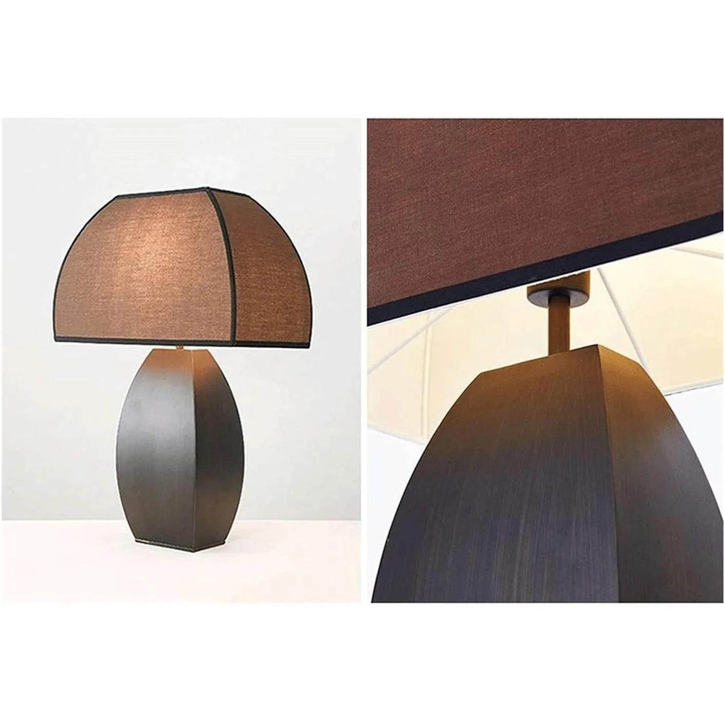 Modern Iron Table Lamp with Dark Fabric Shade for Living Room or Bedroom