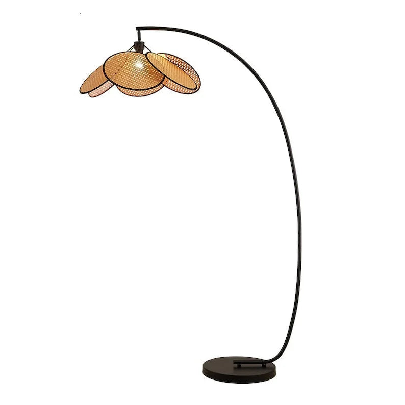 Arc Floor Lamp Stainless Steel Base Rustic Japandi Design Dimmable Modern Knitted Rattan Led Casalola Lights Luxury