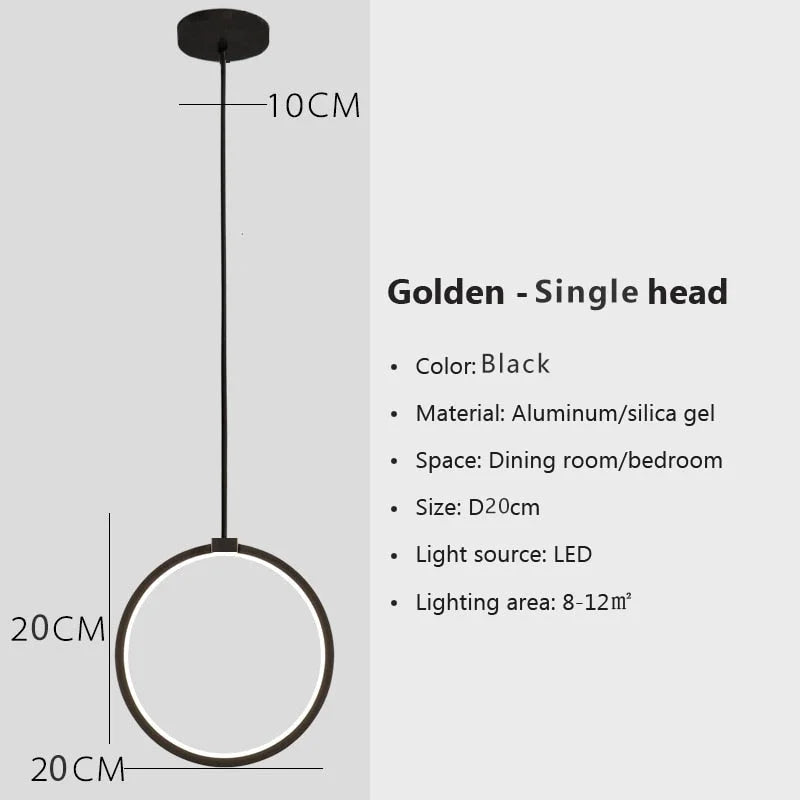 Modern Pendant Lighting | Metal Ring Led Gold Ceiling Light Fixtures | Casalola