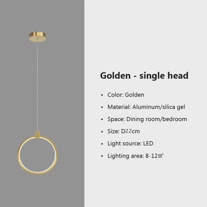Modern Pendant Lighting | Metal Ring Led Gold Ceiling Light Fixtures | Casalola