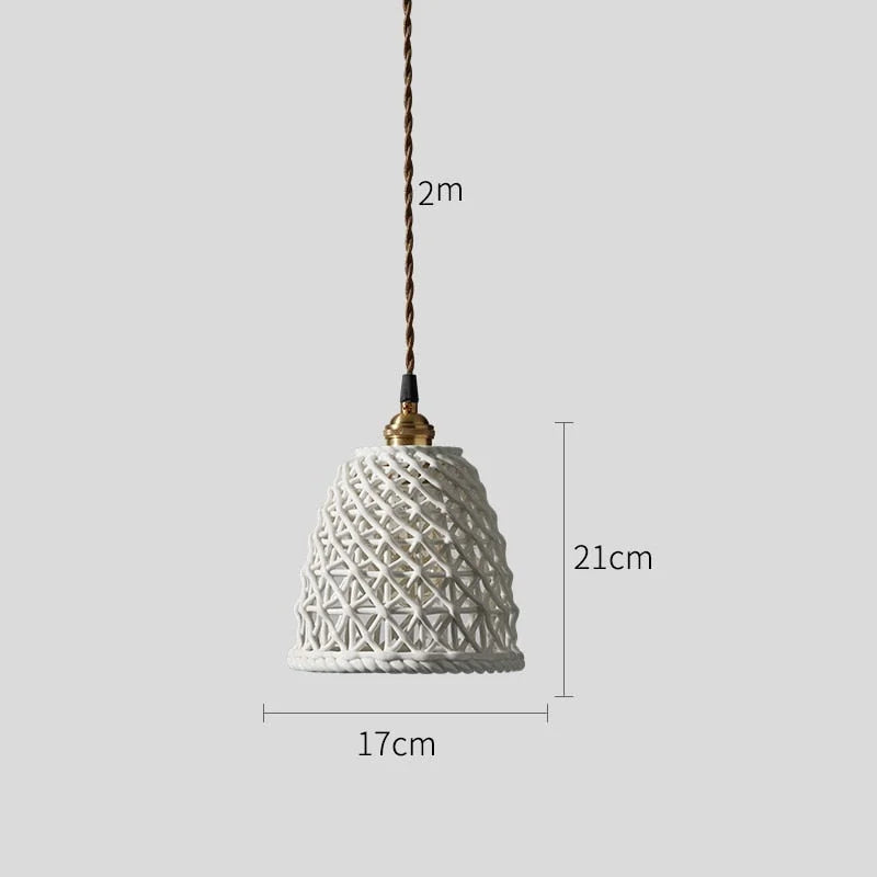 Ceramic Modern Led Pendant Lamp in White Blue or Pink | Luxury Transitional French Country Style