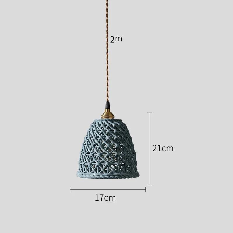 Ceramic Modern Led Pendant Lamp in White Blue or Pink | Luxury Transitional French Country Style