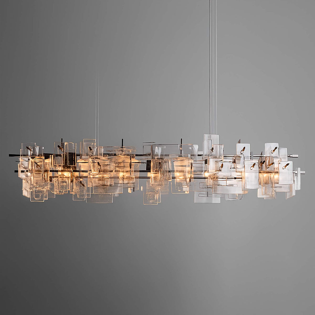 Round Copper & Glass Chandelier | Tiered Prismatic-glass 50-100cm Art Deco Dining Foyer Casalolalights Luxury Lamps
