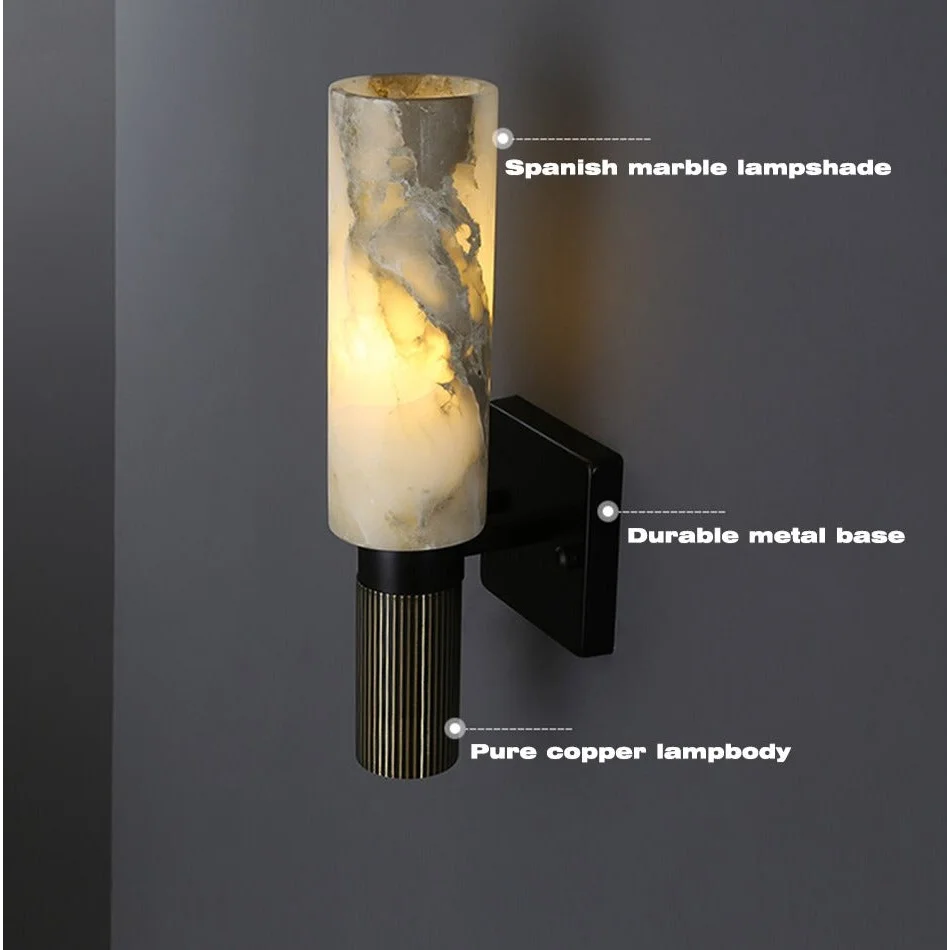 Decorative Wall Sconces Real Marble Copper Base Lights for Living Room Hotel Restaurants