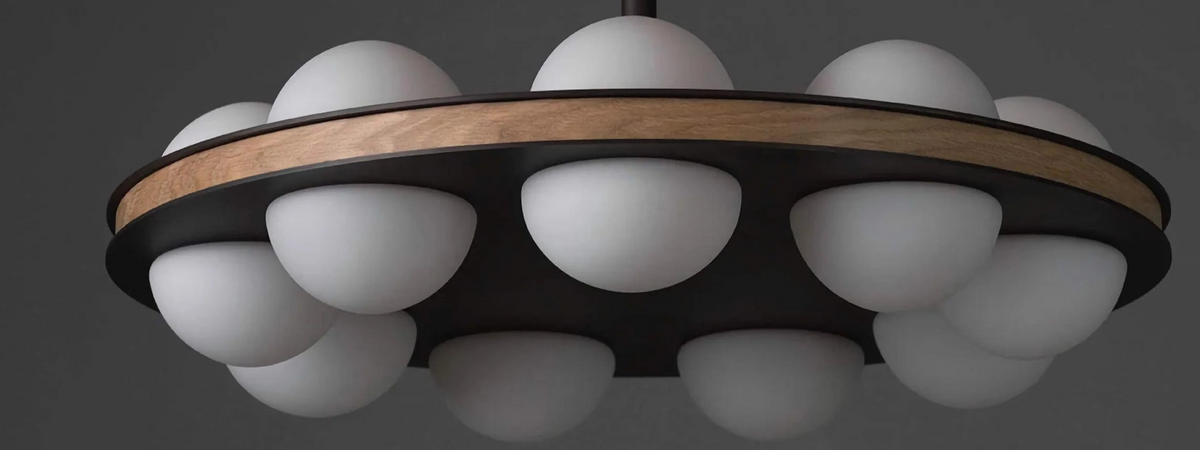 Brass Wood & Opal Glass Chandelier | Circular Minimalist Ring Contemporary Japandi Dining Casalolalights Luxury Lamps