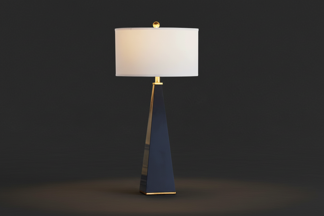 Modern Obelisk Table Lamp with Copper Accents and Fabric Shade for Living Room or Bedroom Casalolalights Luxury Lamps
