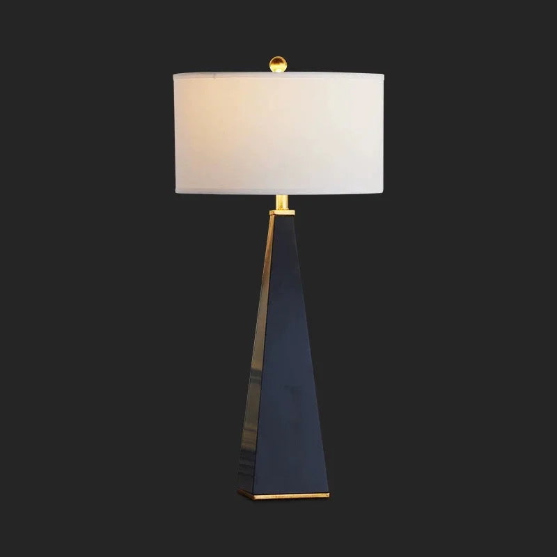 Modern Obelisk Table Lamp with Copper Accents and Fabric Shade for Living Room or Bedroom Casalolalights Luxury Lamps