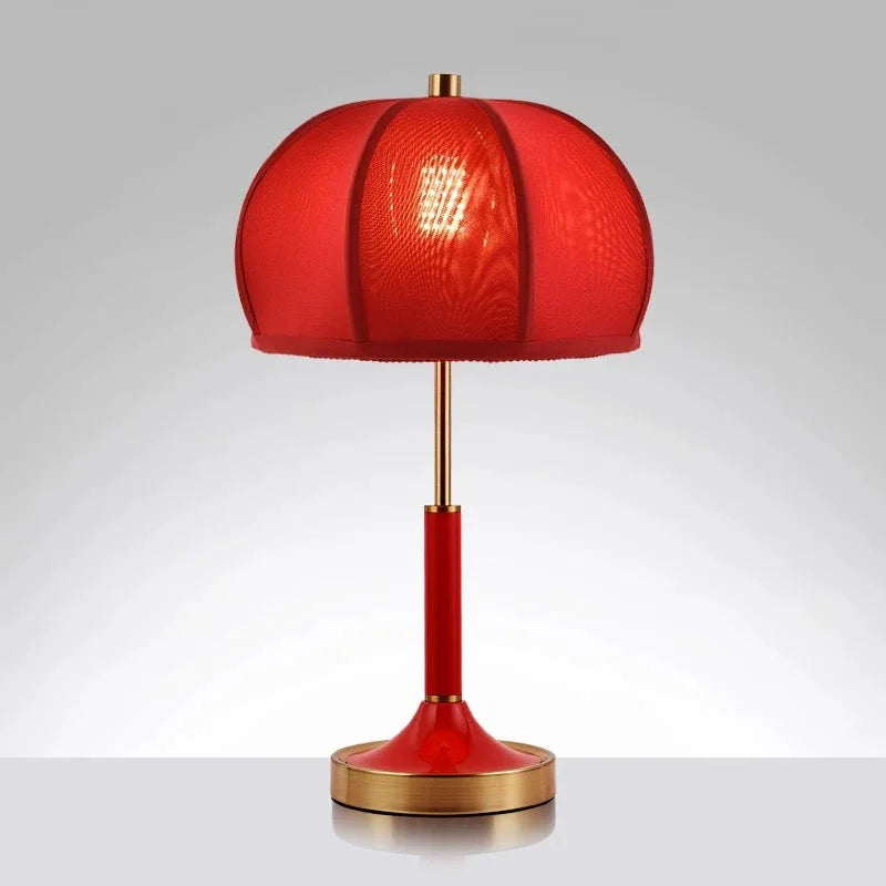 Modern Table Lamp with White Fabric Shade and Brass Accents – Elegant Lighting for Bedroom or Living Room