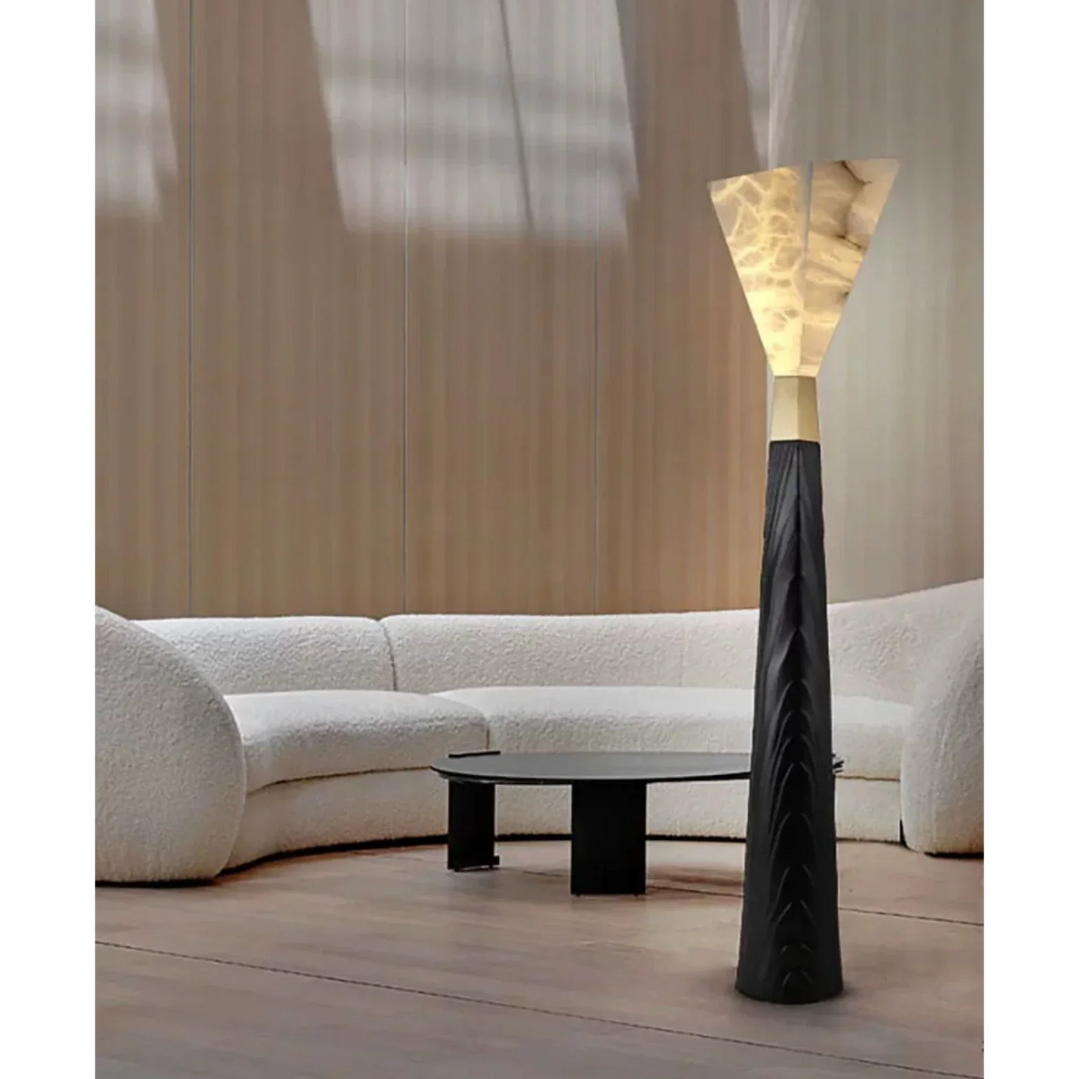 Sculptural Floor Lamp 158cm | Black & Gold Resin-shade Modern Art Deco Living Room Casalolalights Luxury Lamps