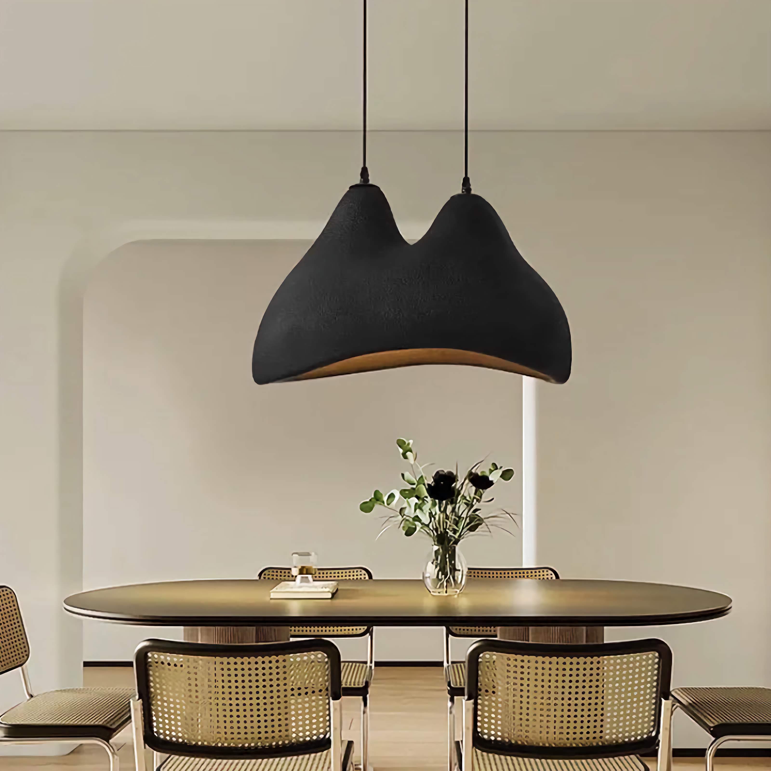 Modern Sculptural Pendant Light – Minimalist White Textured Ceiling Lamp for Dining or Living Room