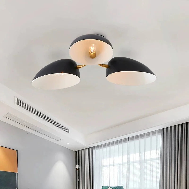 Modern Semi-flush Mount Ceiling Light for Low Ceilings – 3-light Fixture with White Acrylic Shades