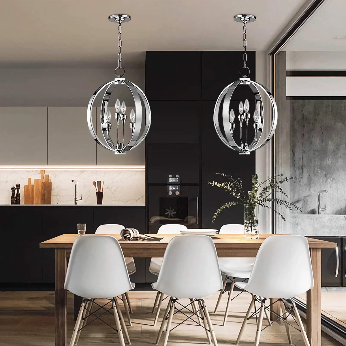 Silver Orb Chandelier | Openwork Iron Candelabra Modern Farmhouse Dining & Entryway Casalolalights Luxury Lamps