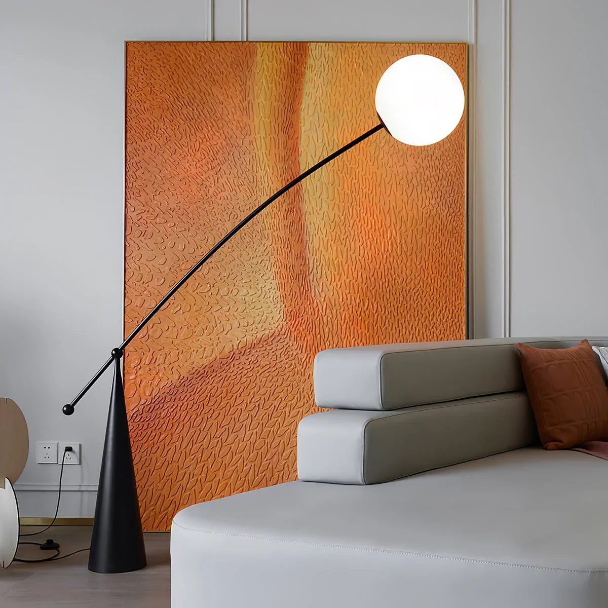 Stainless Steel & Glass Floor Lamp | Sculptural Arc with Remote Dimming Modern Living Office Casalolalights Luxury