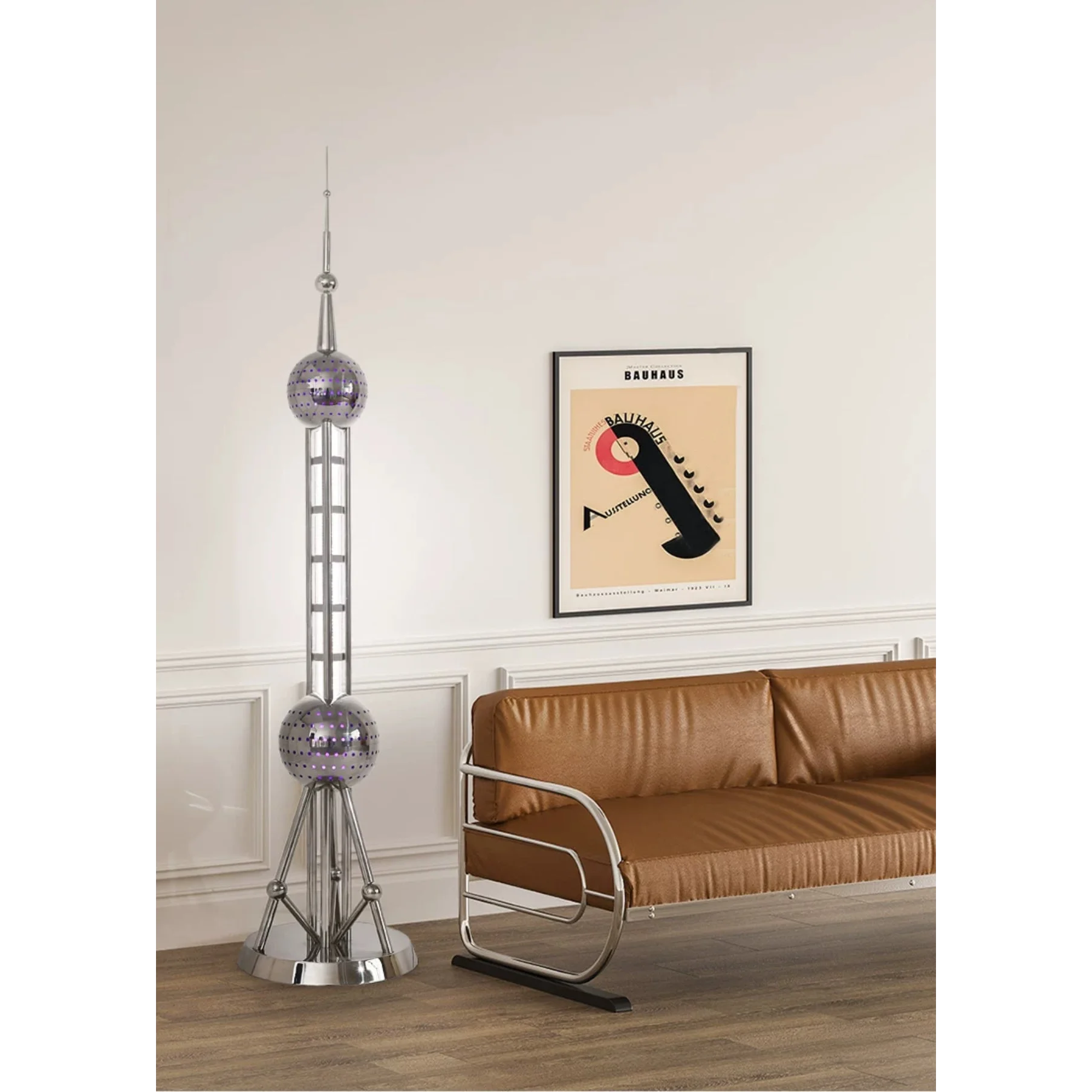Luxury Floor Lamp – Sculptural Geometric Design Iron Tower for Contemporary Living Room Offices