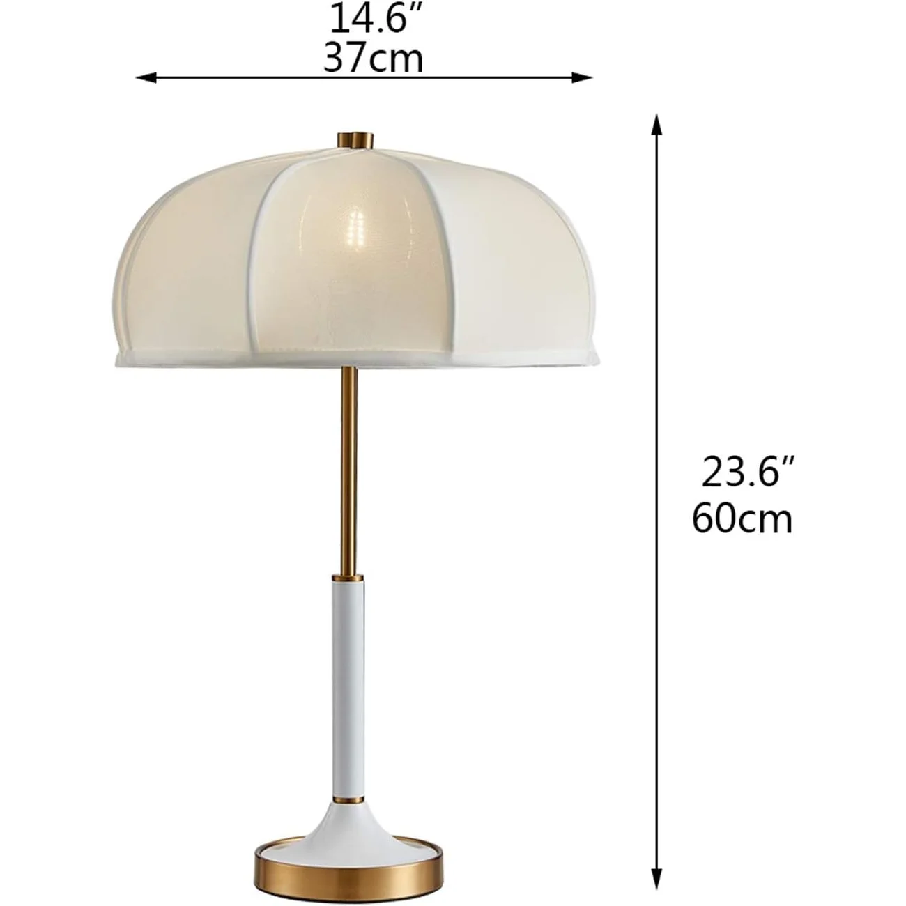 Modern Table Lamp with White Fabric Shade and Brass Accents – Elegant Lighting for Bedroom or Living Room