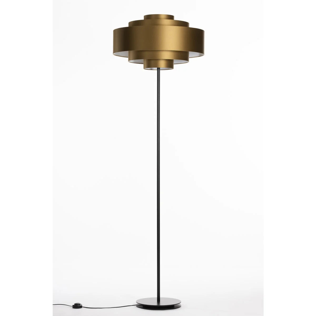 Modern Tiered Floor Lamp in Brushed Brass – Sculptural Ambient Lighting for Living Room or Reading Corner