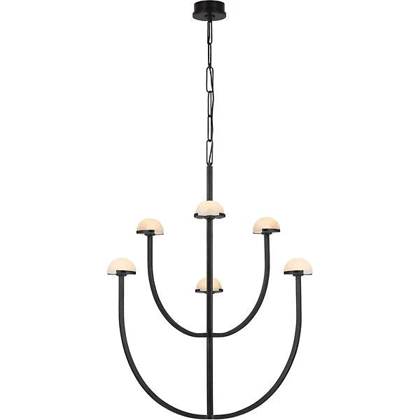 Modern Tiered Brass and Marble Chandelier – 3 Arched Lighting for Living Room or Dining