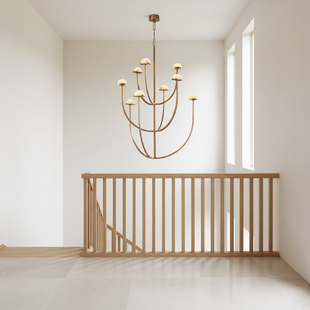 MODERN TIERED COPPER AND MARBLE CHANDELIER | CL0245P