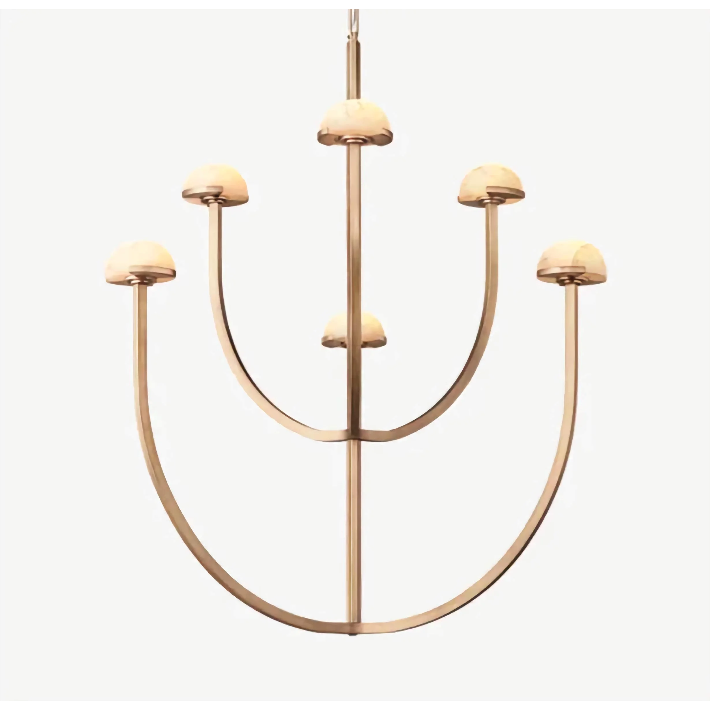 Modern Tiered Brass and Marble Chandelier – 3 Arched Lighting for Living Room or Dining