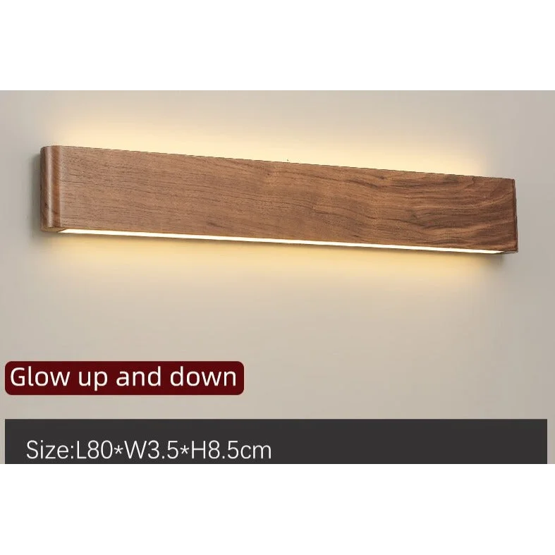 Modern Wooden Led Wall Light – Minimalist Walnut Finish Rectangular Sconce for Bedrooms and Hallways