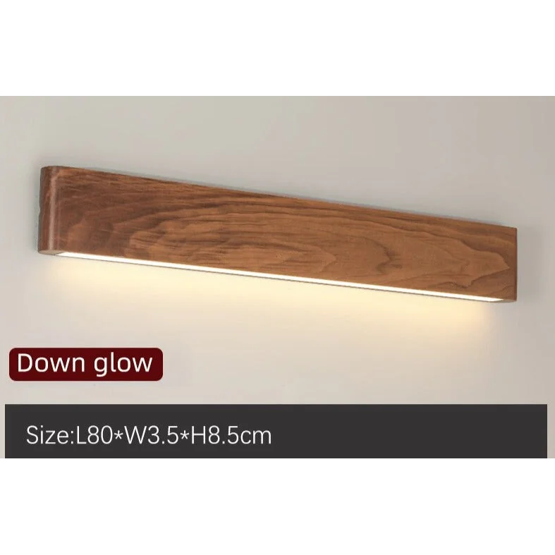 Modern Wooden Led Wall Light – Minimalist Walnut Finish Rectangular Sconce for Bedrooms and Hallways