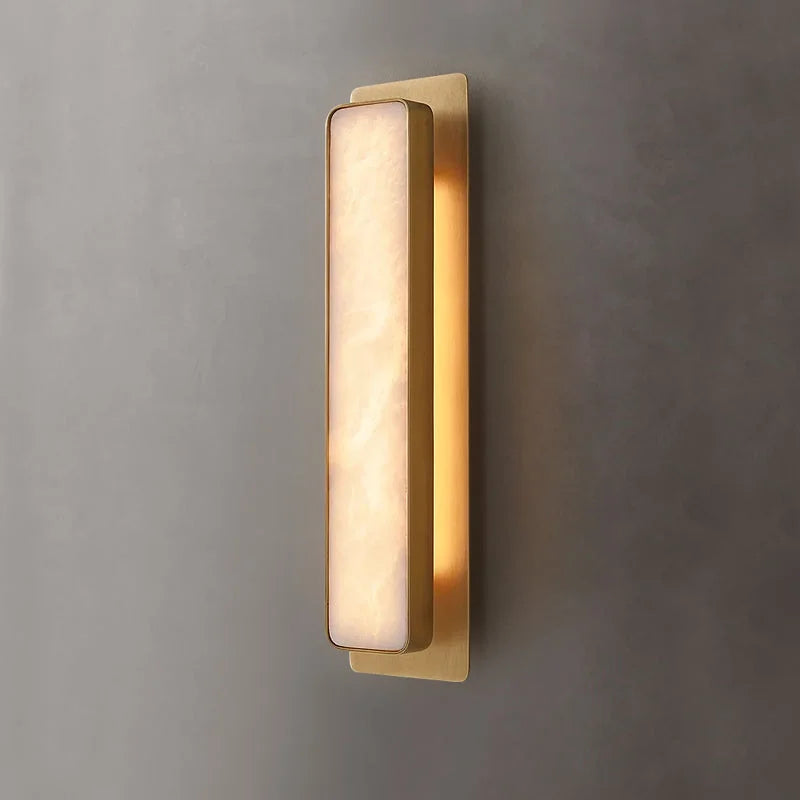 Alabaster & Copper Wall Sconce | Vertical Stone-panel Modern Minimalist Hallway Bedside Casalolalights Luxury Lamps