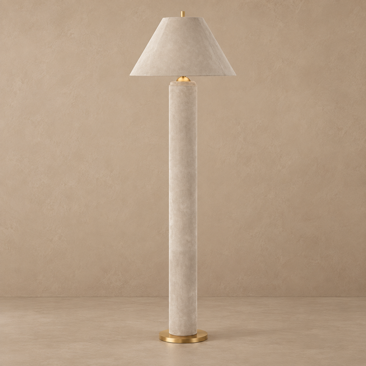 Leather Floor Lamp Beige | 170cm Tall Brass Detail E26/e27 Dimmable Option Study Light Casalola Lights Luxury Lamps