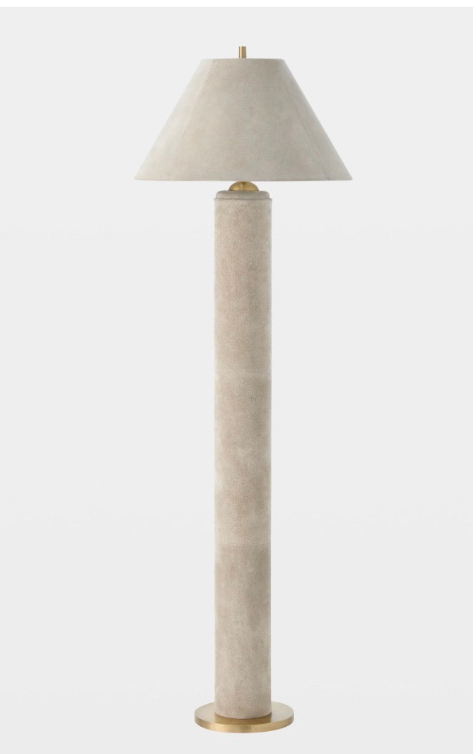 Leather Floor Lamp Beige | 170cm Tall Brass Detail E26/e27 Dimmable Option Study Light Casalola Lights Luxury Lamps